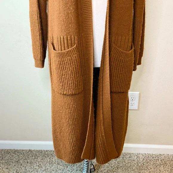SANCTUARY Rust Long Cardigan Size Large Open Pockets - Picture 4 of 10